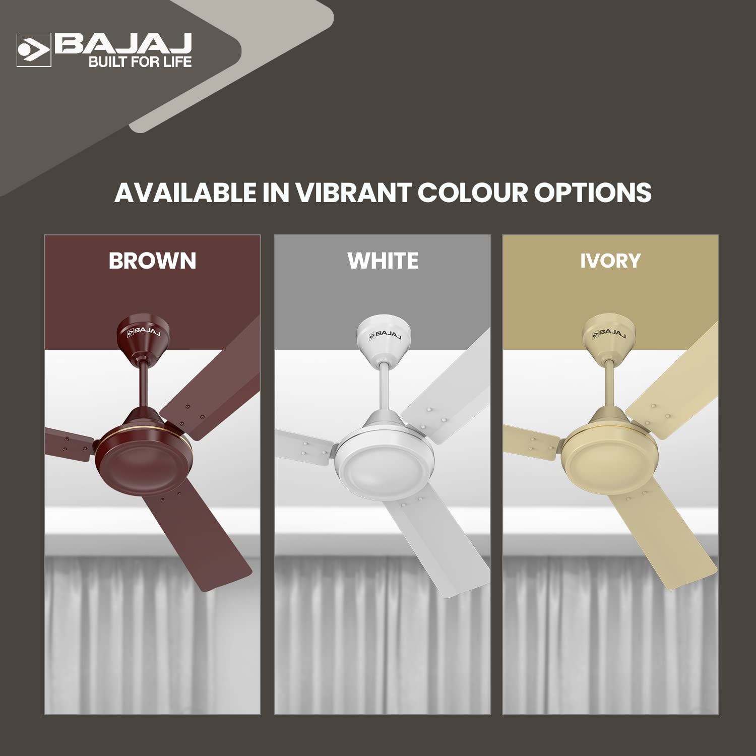 Bajaj Robusta 12S1 1200MM 1 Star Rated Ceiling Fans For Home | BEE Stars Rated Energy Efficient Ceiling Fan | Surgeprotekt Motor | 2 Years Warranty 【Base Ivory】