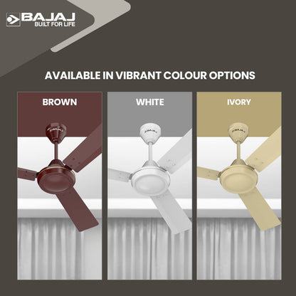 Bajaj Robusta 12S1 1200MM 1 Star Rated Ceiling Fans For Home | BEE Stars Rated Energy Efficient Ceiling Fan | Surgeprotekt Motor | 2 Years Warranty 【Base Ivory】