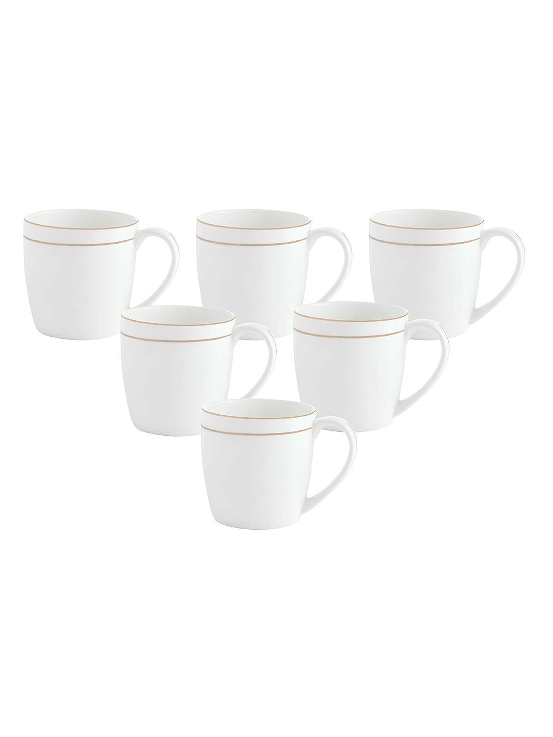 Clay Craft Elegant Gold Line Coffee/Tea Cups Set of 6 Perfect for Daily use 180 ml, White, Standard (Alton-Set of 6)