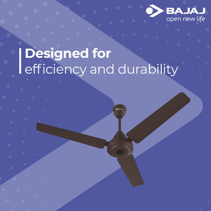 Bajaj Energos 26 BLDC 1200MM (48 Inch) Ceiling Fan With Remote | BEE 5 Star Rated | Energy Efficient 【Red Walnut】