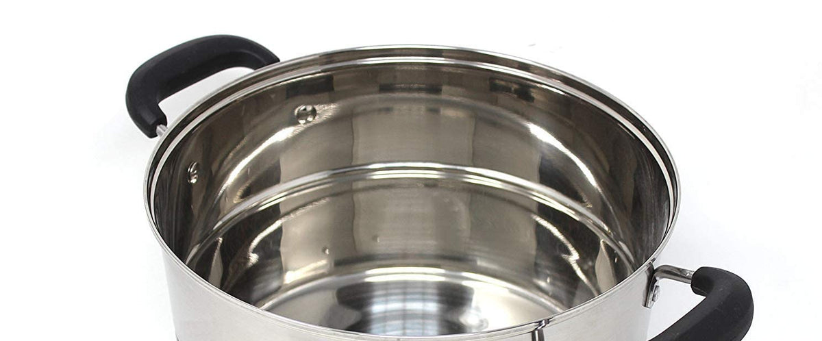 Non Electric Momo Steamer Stainless Steel Cookware 3 Tier with Lid Induction Base/Gas Burner Momo maker, Pasta Steamer, Vegetable Steamer, Momo Steamers, Rice Steamer 32 cm