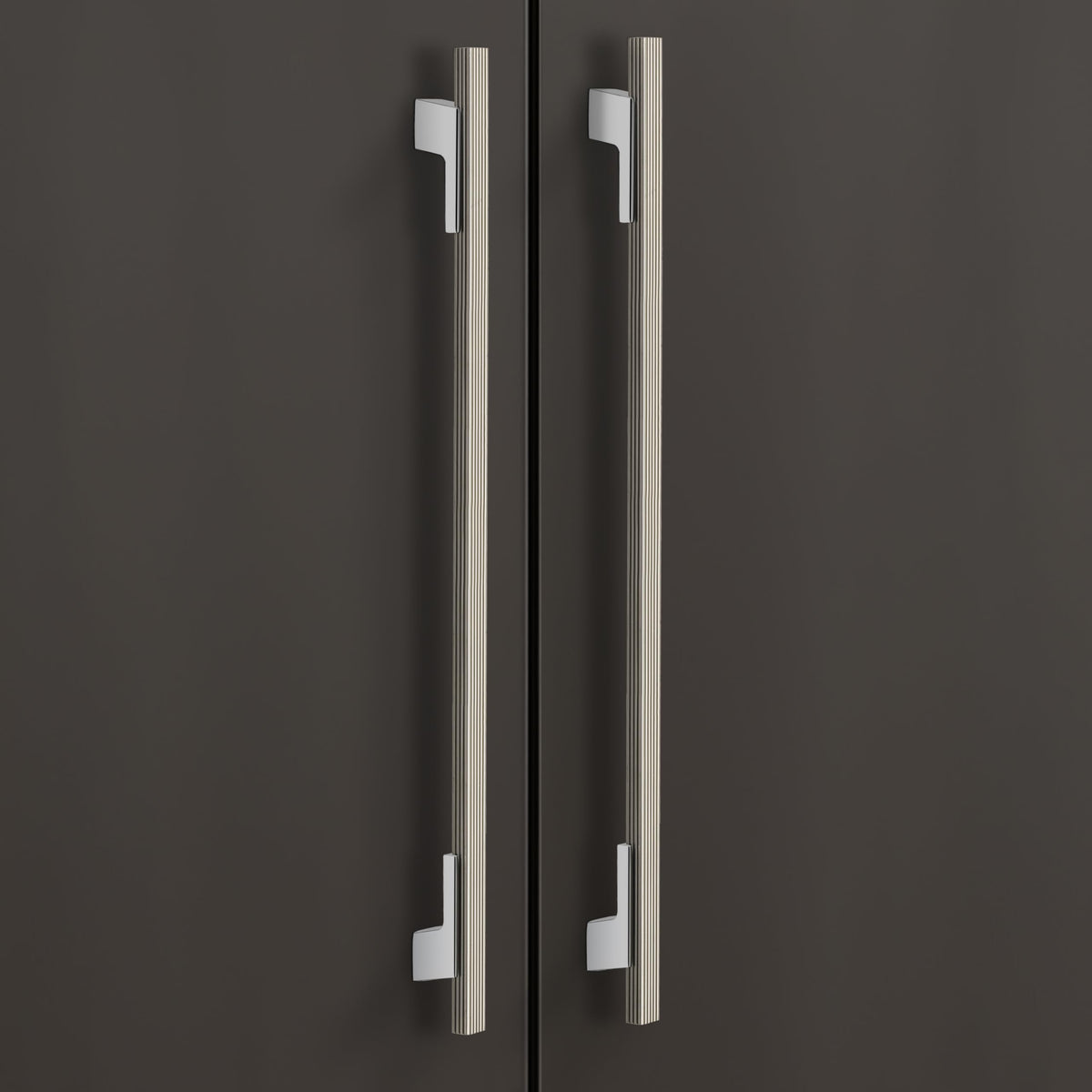 Plantex Cabinet Handle/Kitchen Cabinet Door Handle/Wardrobe/450 mm Cupboard Handle/Door Pull-Push Handle for Home/Office - Pack of 2 (Satin White & Chrome)-1