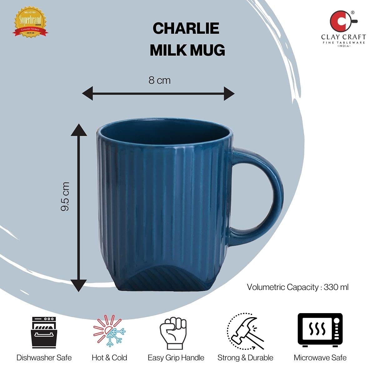 Clay Craft - Charlie Milk Mug, 1-Piece, 300ml, Crème CH1, multicolor, standard (CC-MM-CHARLIE-CREME-CH1)