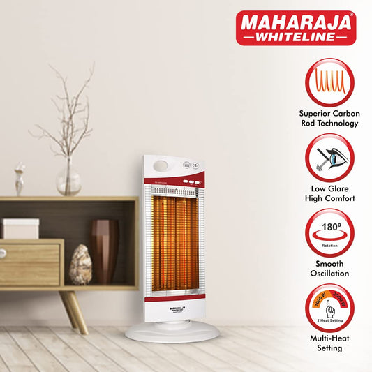 Maharaja Whiteline Omiflux Room Heater, 1000W - RH-128 (White & Cherry Red)