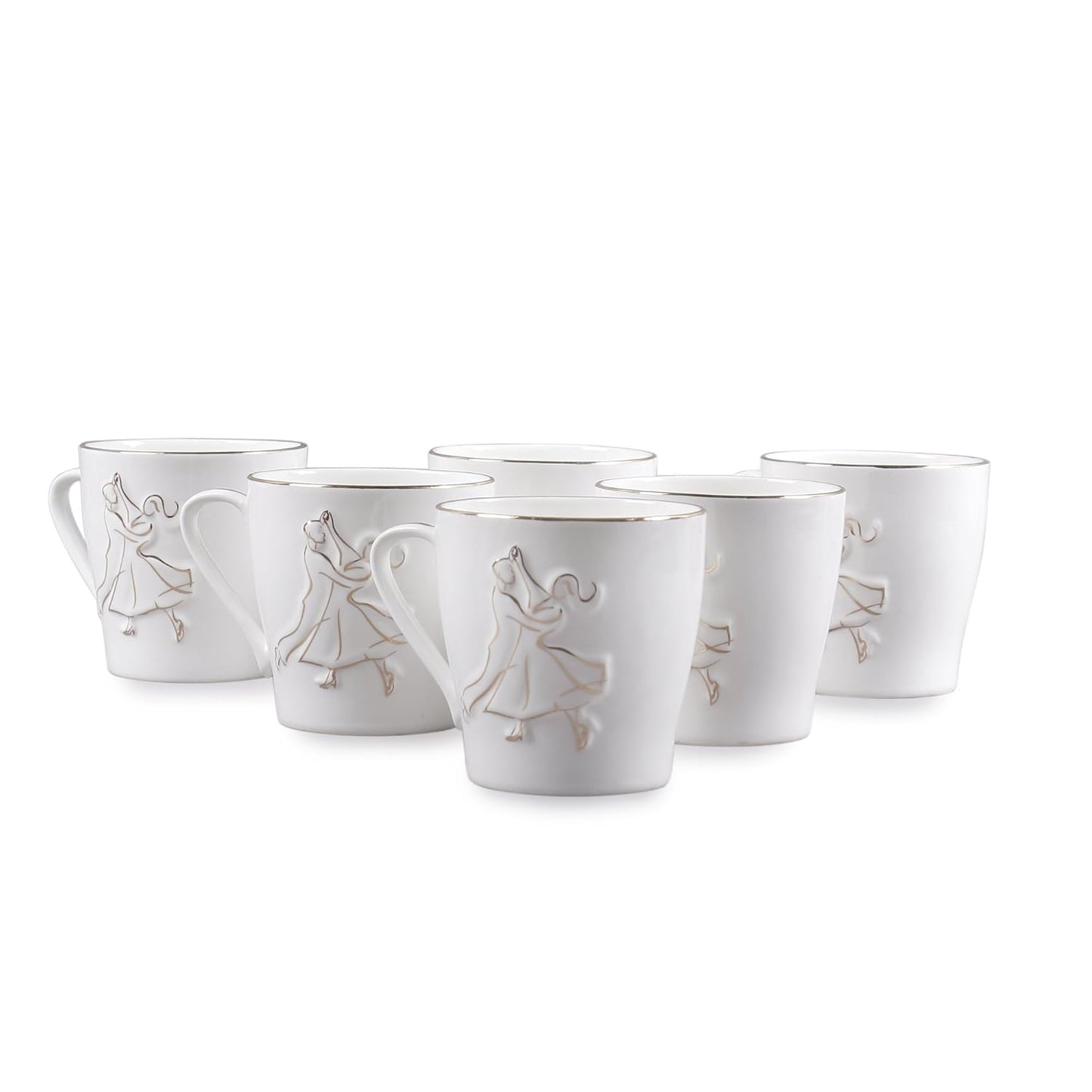 Clay Craft Bone China Swirl Carpet Coffee Mug Set, 150Ml, Multicolor, 6 Piece, Tea Cup Set of 6, Microwave & Dishwasher Safe, Mugs for Coffee, Cups Set of 6, Mug Set, Gift Set, Ideal for Gifting