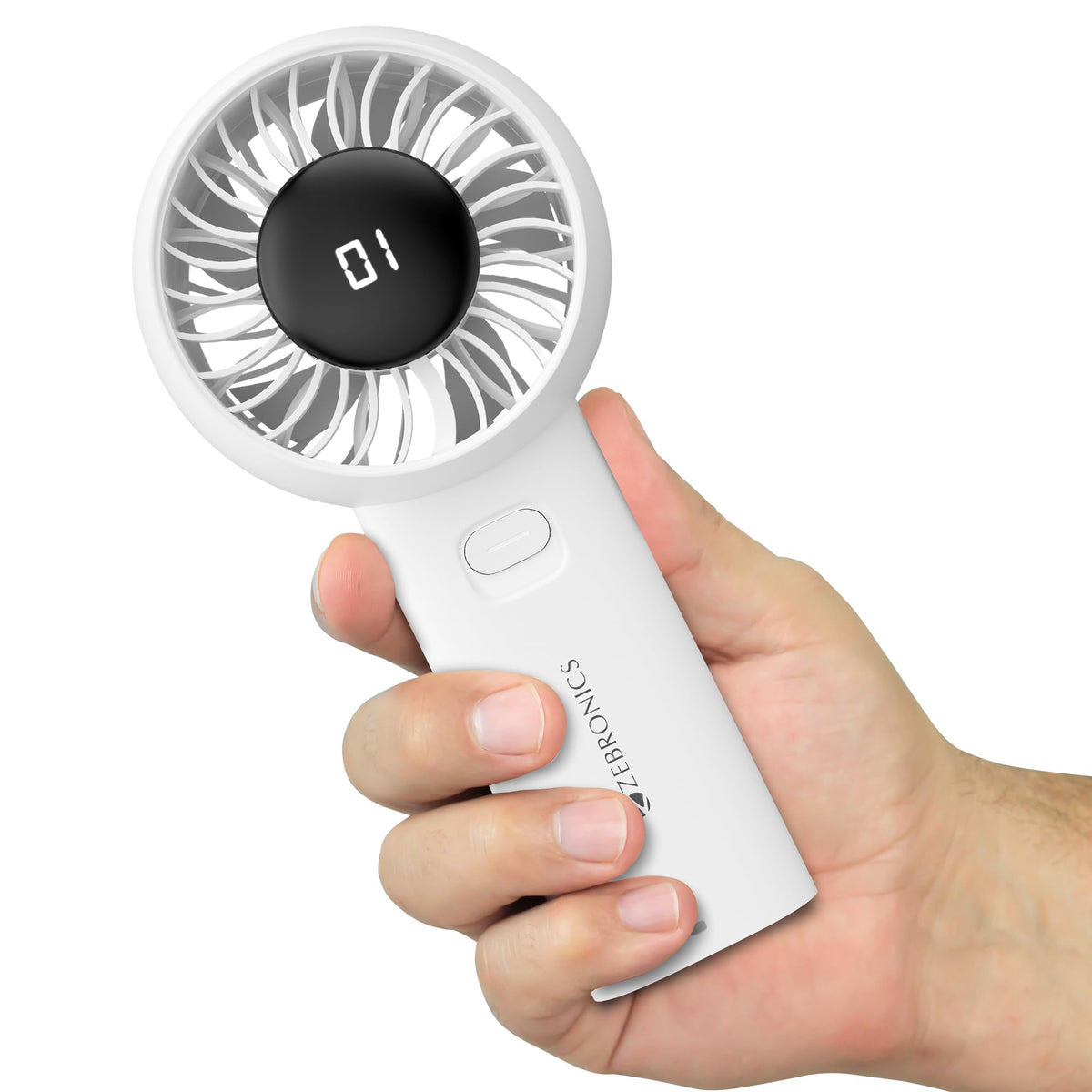 Zebronics Heat Buster 200, Portable Hand Fan, Upto 12h Backup, 3600mAh Rechargeable Battery, 5 Speed Modes, Upto 5.9m/s Airflow, LED Display, for-2