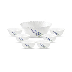 La Opala, Novo Collection, Opal Glass Pudding Set 7 Pcs, English Lavender, White,‎175 ML