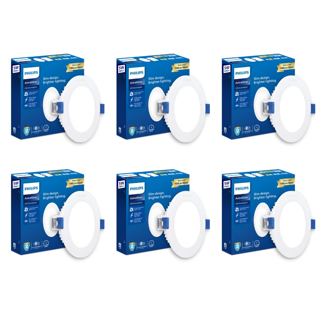 Philips Astra Glow 5-watt Round LED Downlighter (Pack of 6)