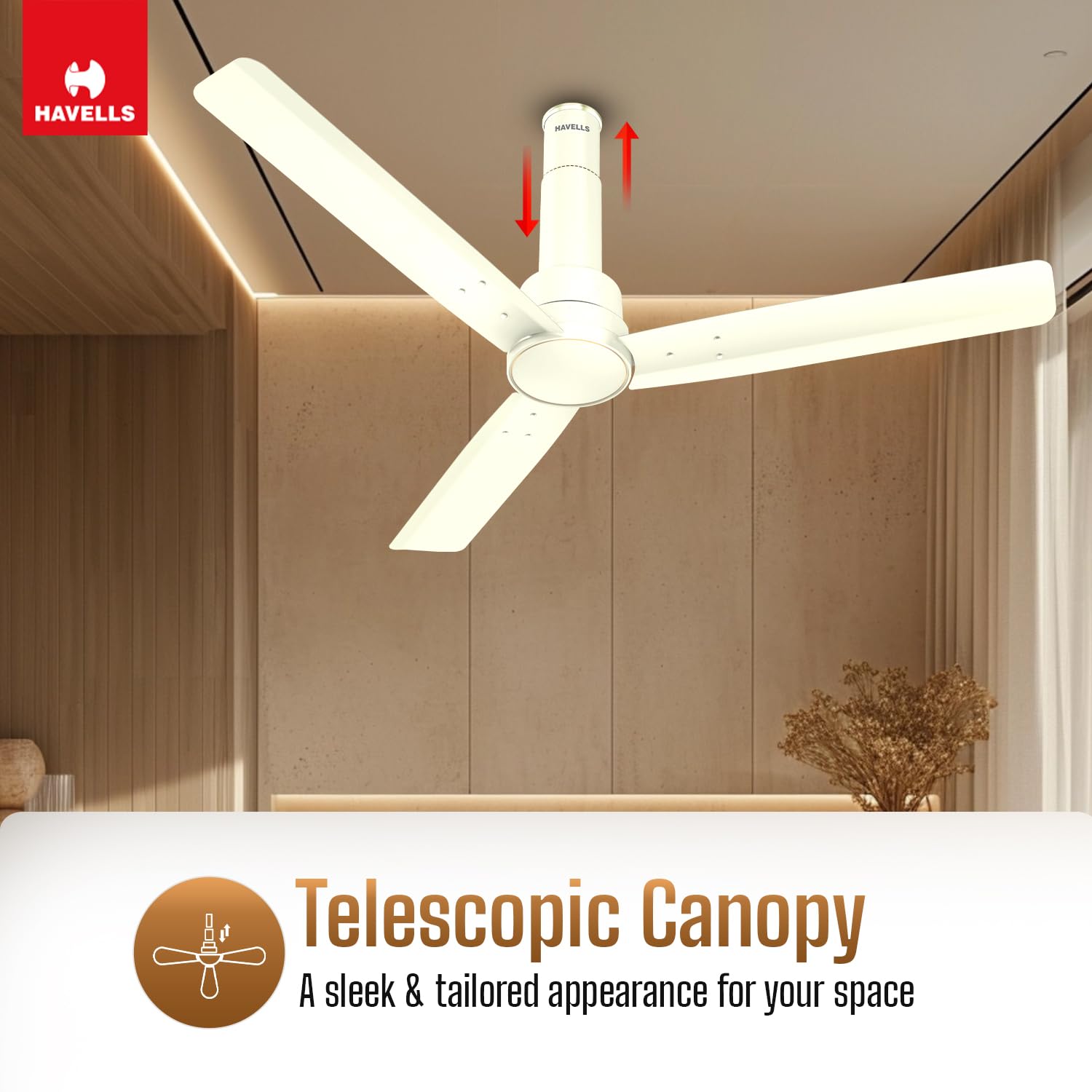 Havells 1200mm Elio BLDC Ceiling Fan | Remote Controlled, High Air Delivery Fan | 5 Star Rated, Upto 60% Energy Saving, 2+1* Year Warranty | (Pack of 1, Bianco)