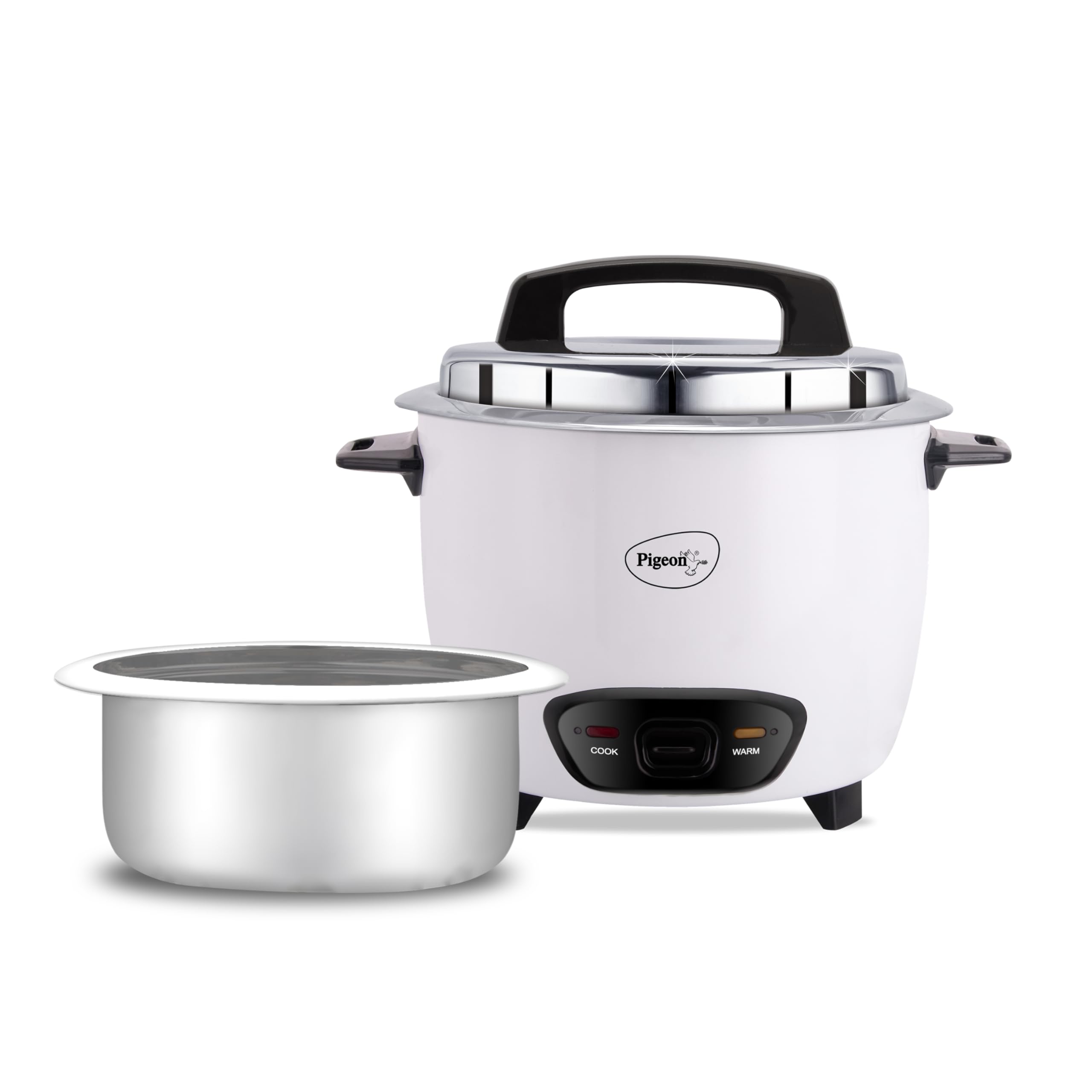 Pigeon by Stovekraft Ruby Rice Cooker with Single pot, 1.8 litres.(Red) | Toughened Glass Lid | 700 Watts | 1 Aluminium Cooking Pot | Measuring Cup| Spatula | Energy Efficient Cooking
