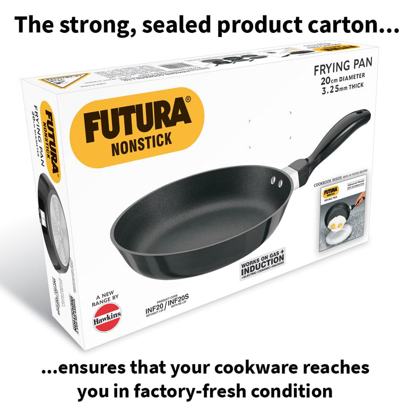 Hawkins Futura 20 cm Frying Pan, Non Stick Fry Pan, Induction Fry Pan, Small Frying Pan, Black (INF20)