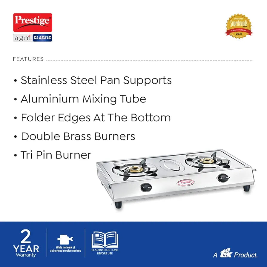Prestige Gas Stove Two Burner Agni Classic