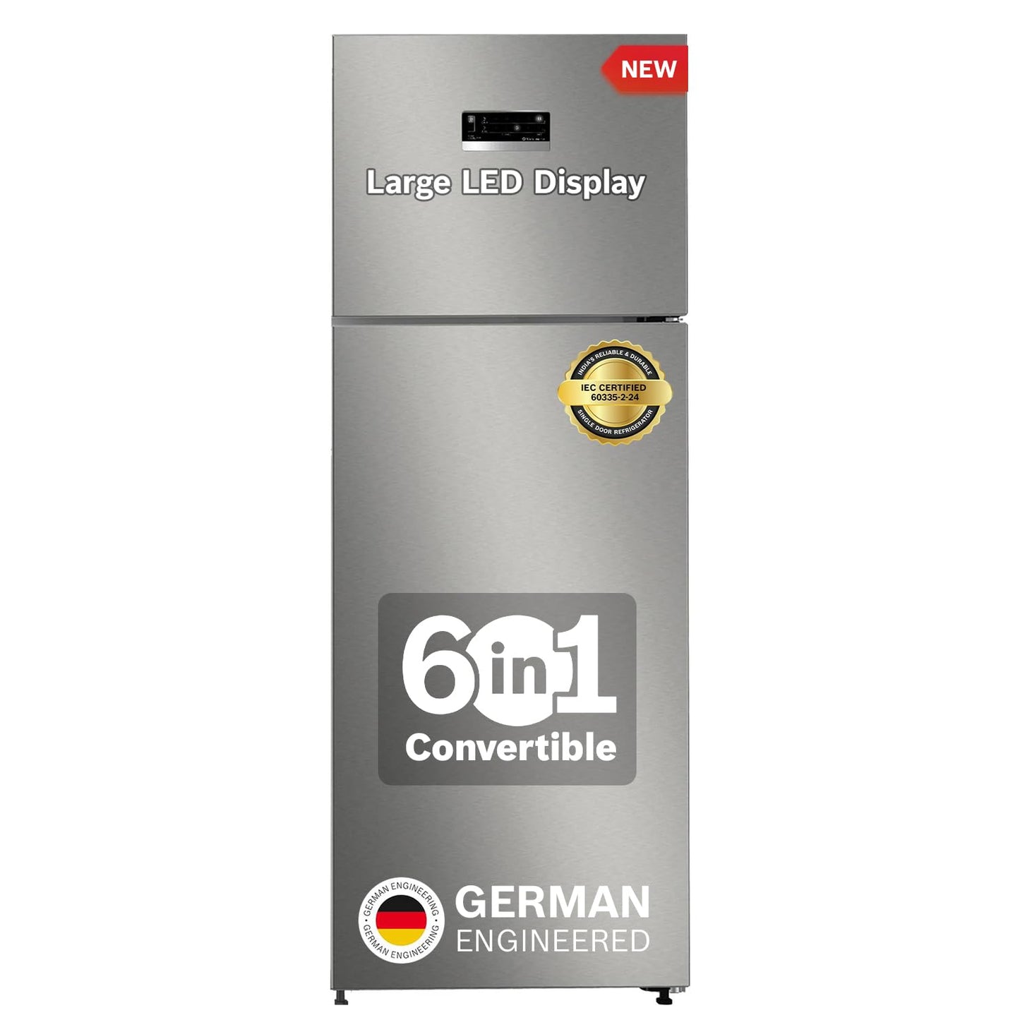 Bosch 243L 3 Star Inverter Frost free Double Door Refrigerator (2023 Model, CTC27S031I, 6-in-1 Convertible, 18 Hours Cooling Retention, Digital Display, Super Freeze, 80min Covert, Silver Inox)