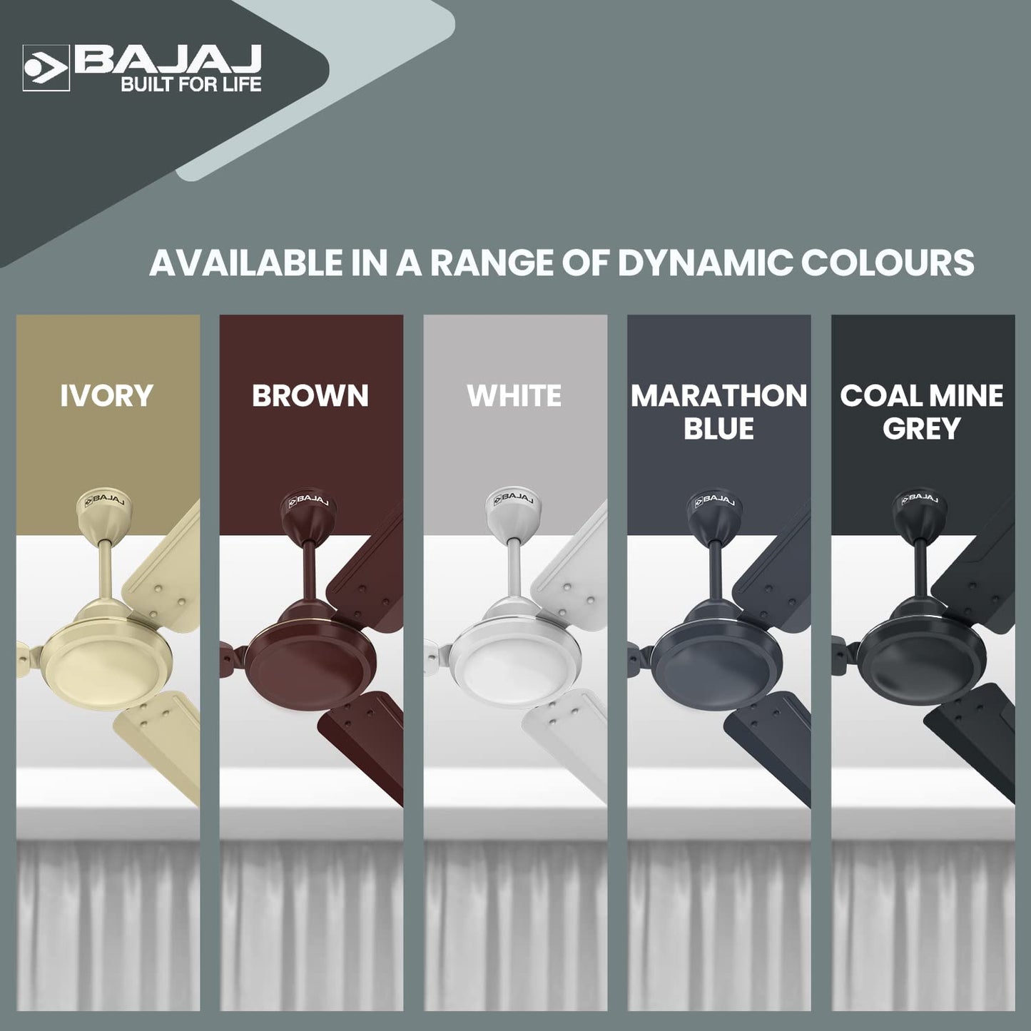 Bajaj Durato 12S1 1200MM (48") Ceiling Fans For Home | Bee Star Rated Energy Efficient Ceiling Fan | ThermaTuff Technology | High Air Delivery & High Speed 400 RPM | 3-Yrs Warranty 【Brown】