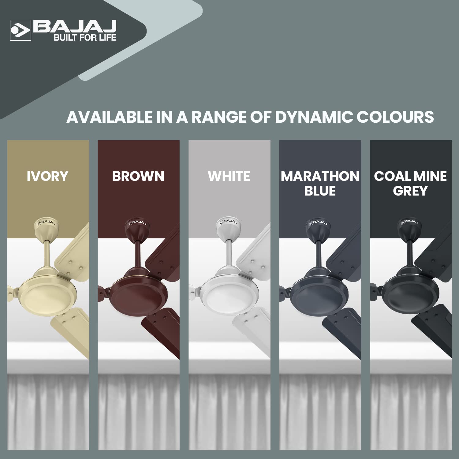 Bajaj Durato 12S1 1200MM (48") Ceiling Fans For Home | Bee Star Rated Energy Efficient Ceiling Fan | ThermaTuff Technology | High Air Delivery & High Speed 400 RPM | 3-Yrs Warranty 【Brown】