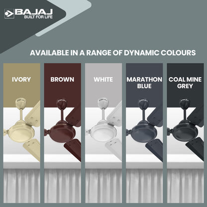 Bajaj Durato 12S1 1200MM (48") Ceiling Fans For Home | Bee Star Rated Energy Efficient Ceiling Fan | ThermaTuff Technology | High Air Delivery & High Speed 400 RPM | 3-Yrs Warranty 【Brown】