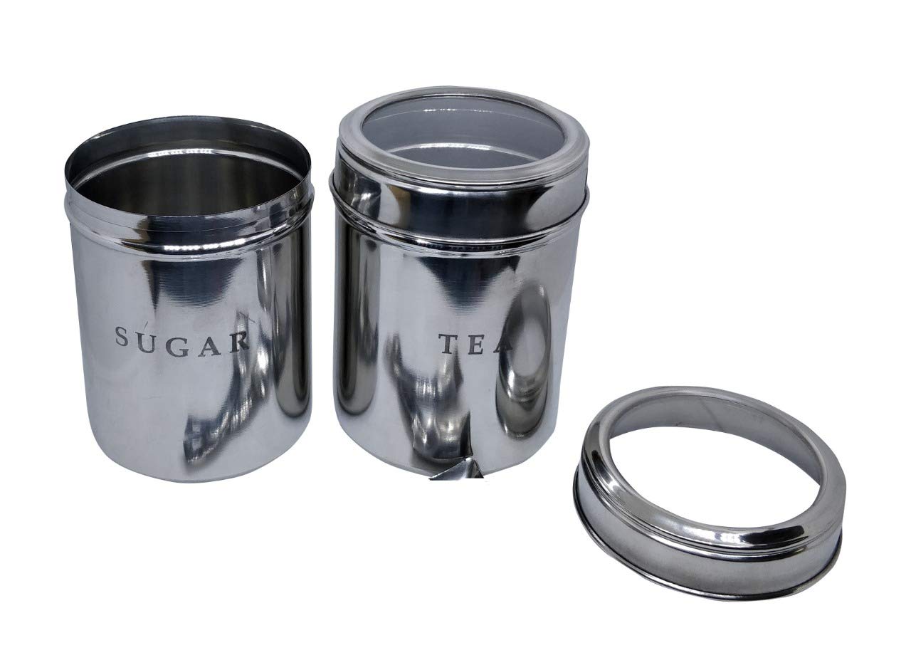 Dynore Set of 2 Tea and Sugar See Through canisters - Size 1L Each