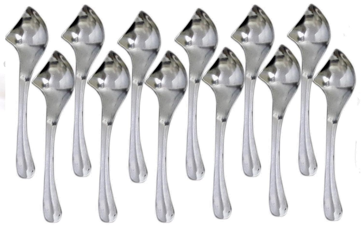 Dynore Set of 12 Classic Side Cut Dessert Spoons (Stainless Steel)