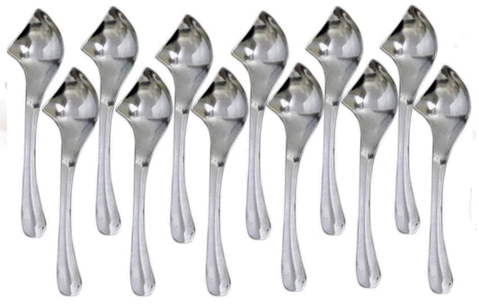 Dynore Set of 12 Classic Side Cut Dessert Spoons (Stainless Steel)