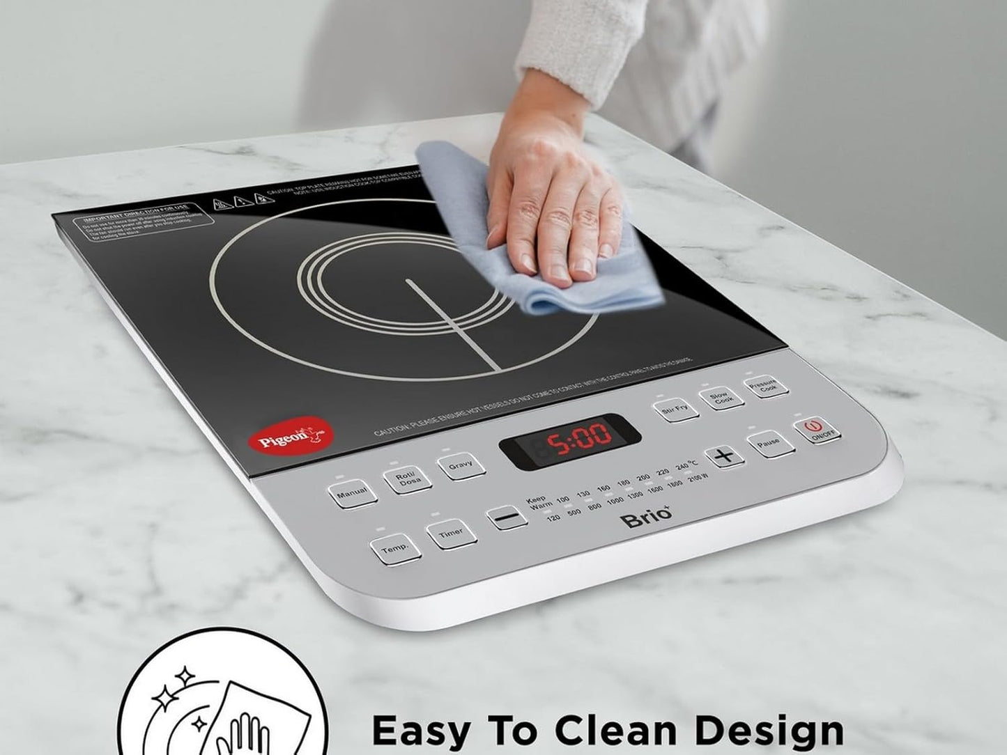 Pigeon by Stovekraft Brio Plus Induction Stove 2100 Watts for Fast and Easy Cooking