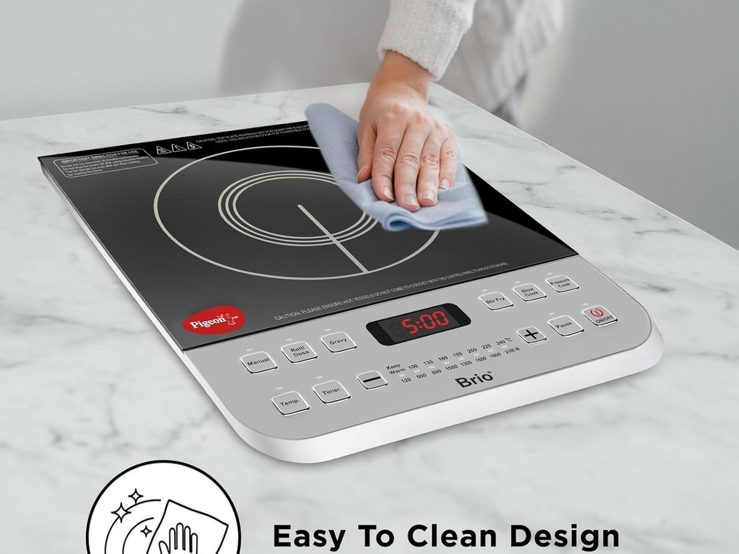 Pigeon by Stovekraft Brio Plus Induction Stove 2100 Watts for Fast and Easy Cooking