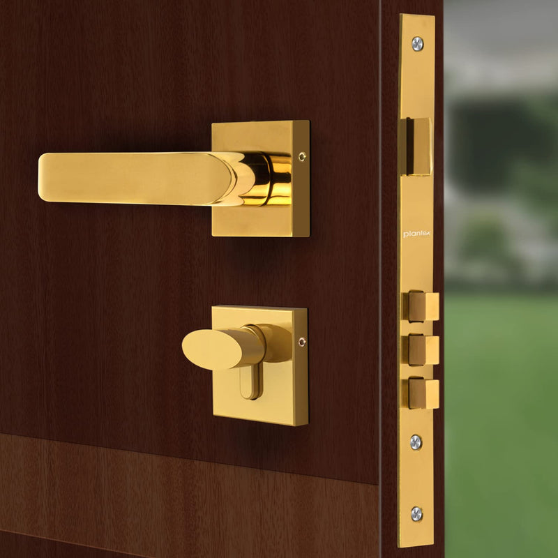Plantex Triple Security Door Lock for Home/Main Door Lock Set with 3 Years of Warranty/Mortise Lock for Door with Brass Lock Body & Cylinder (7110 - Gold Finish)-3
