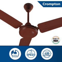 Crompton HS Plus 1200 mm (48 inch) High Speed Energy Efficient 53W Ceiling Fan (Brown)-2