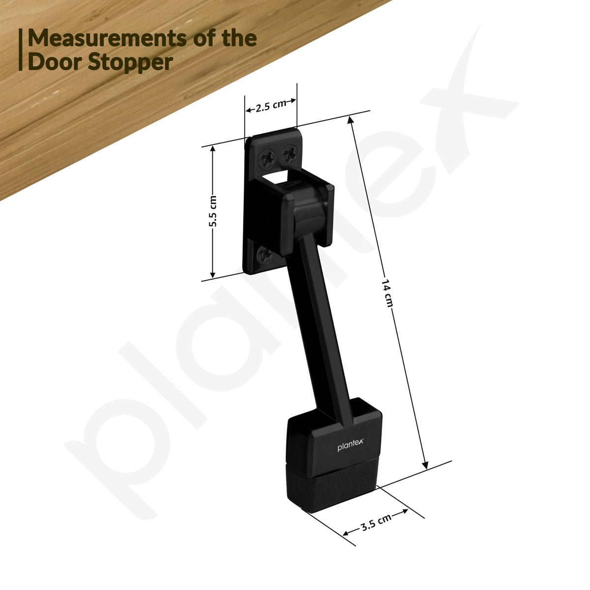 Plantex Gate Stopper - 5 Inch Long for Wooden and Main Doors/Stops for Door (Pack of 3, Black)-3