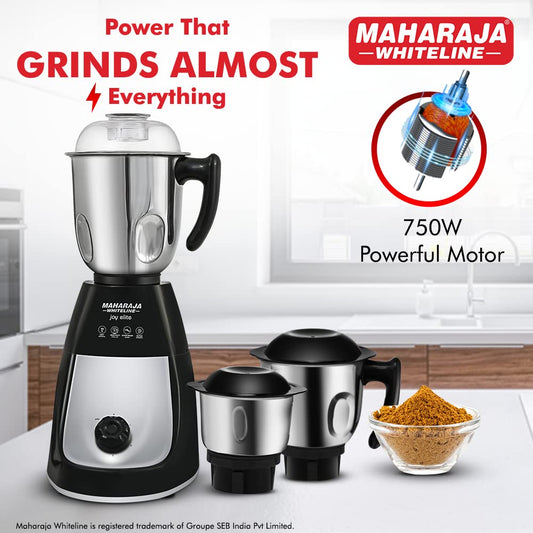 Maharaja Whiteline Joy Elite 750W Mixer Grinder with 4 Jars, Black
