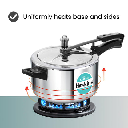 Hawkins Triply 4 Litre Classic Pressure Cooker, Triply Stainless Steel Induction Inner Lid Cooker & Tall Design, Silver (SSTCL40)