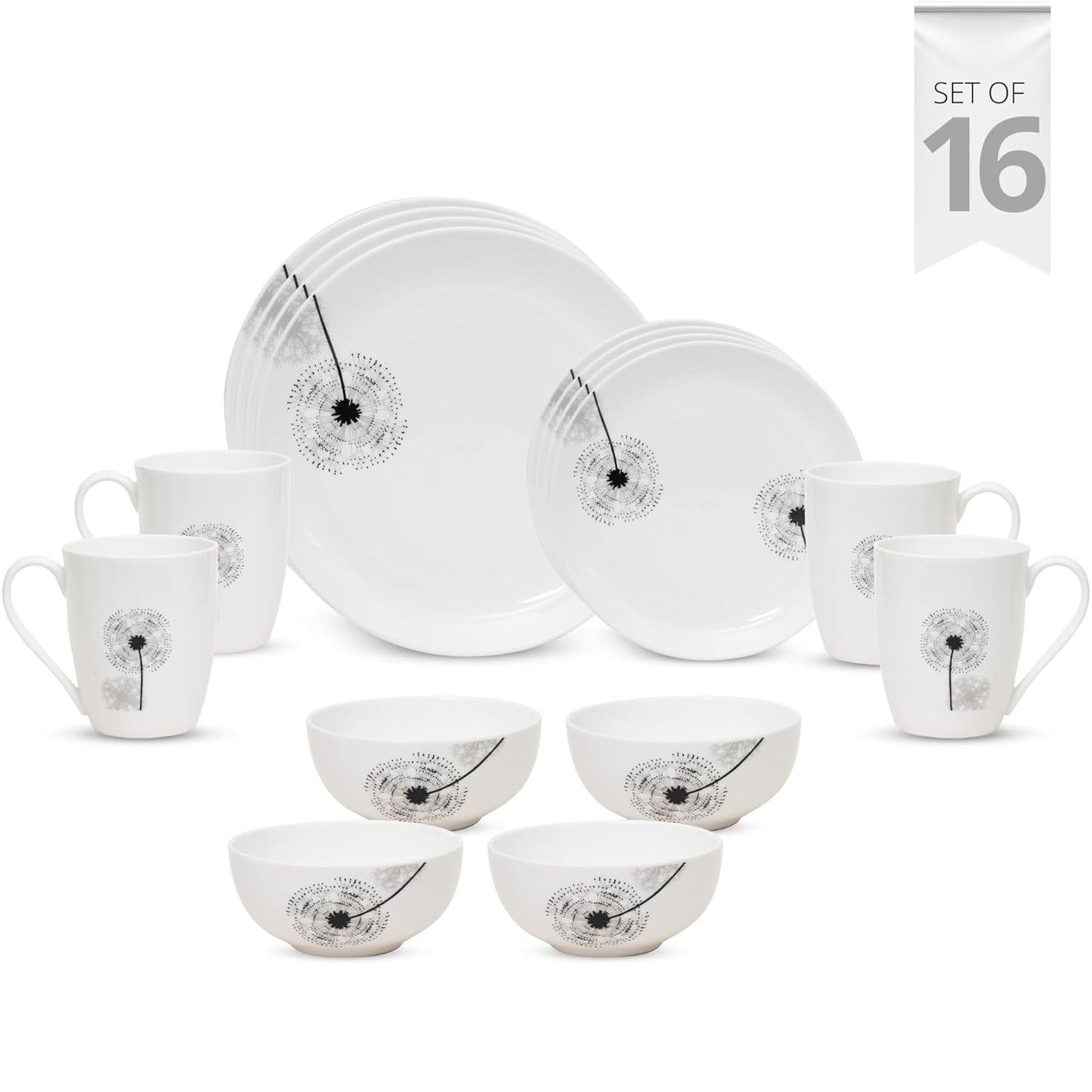 Clay Craft Fine Ceramic Eco Dinner Set, Enchanting Gold, for Family of 4, Dinner Set Ceramic, Crockery Set, Dining Set for Dinner, Crockery Set for Gift, Kitchen Set (ECO2, 16 Pieces)