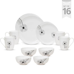 Clay Craft Fine Ceramic Eco Dinner Set, Enchanting Gold, for Family of 4, Dinner Set Ceramic, Crockery Set, Dining Set for Dinner, Crockery Set for Gift, Kitchen Set (ECO2, 16 Pieces)