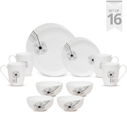 Clay Craft Fine Ceramic Eco Dinner Set, Enchanting Gold, for Family of 4, Dinner Set Ceramic, Crockery Set, Dining Set for Dinner, Crockery Set for Gift, Kitchen Set (ECO2, 16 Pieces)