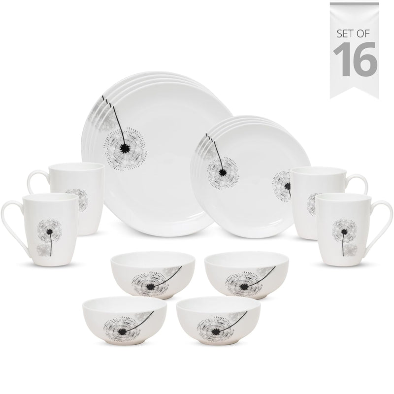 Clay Craft Fine Ceramic Eco Dinner Set, Enchanting Gold, for Family of 4, Dinner Set Ceramic, Crockery Set, Dining Set for Dinner, Crockery Set for Gift, Kitchen Set (ECO2, 16 Pieces)
