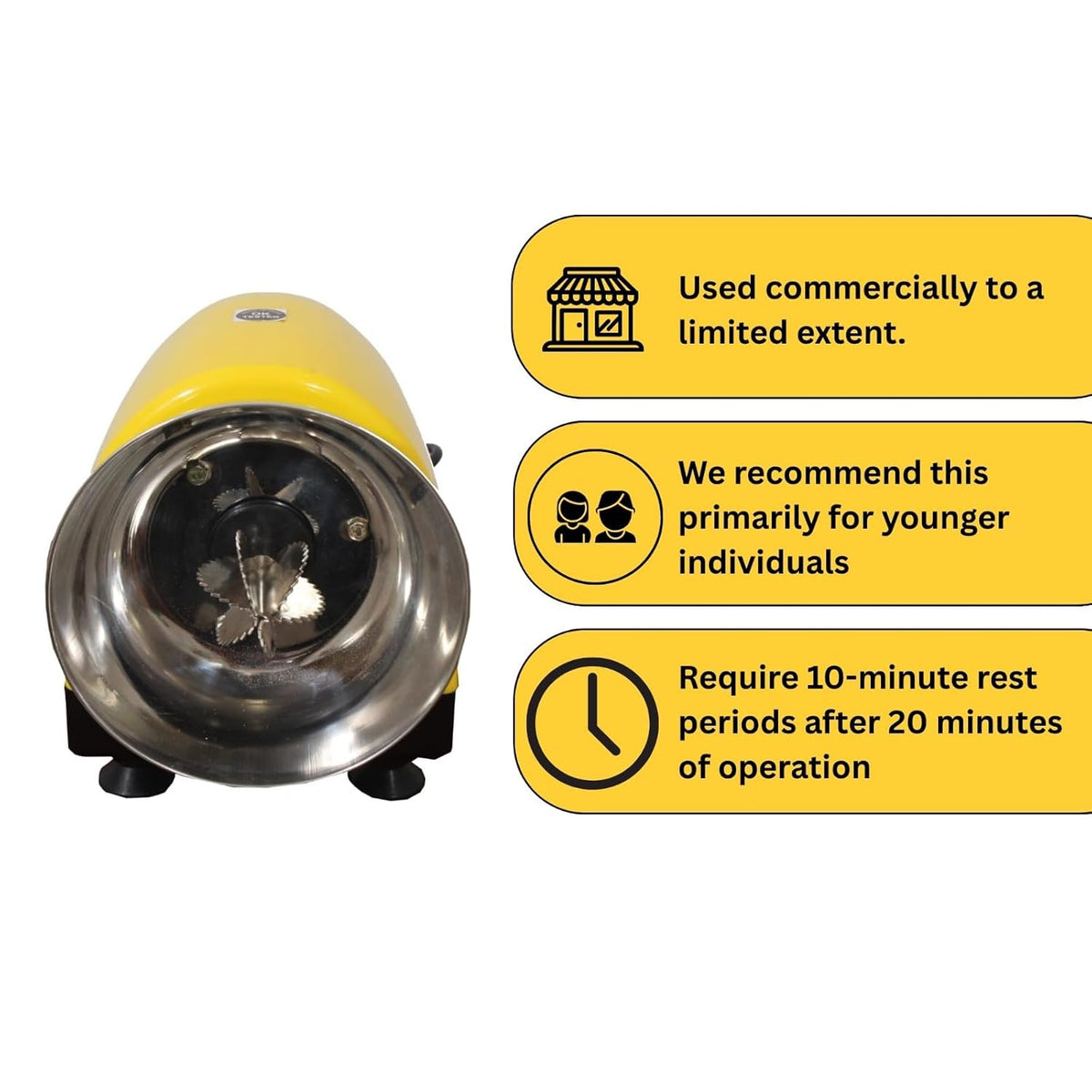 Sree Kitchen Equipments BEEMAX Domestic and Commercial Electric Coco Fast Grater Yellow Colour| 100 Watts, 750 RPM, 240V | Stainless Steel Blade | 2 Year Warranty | Perfect for Every House