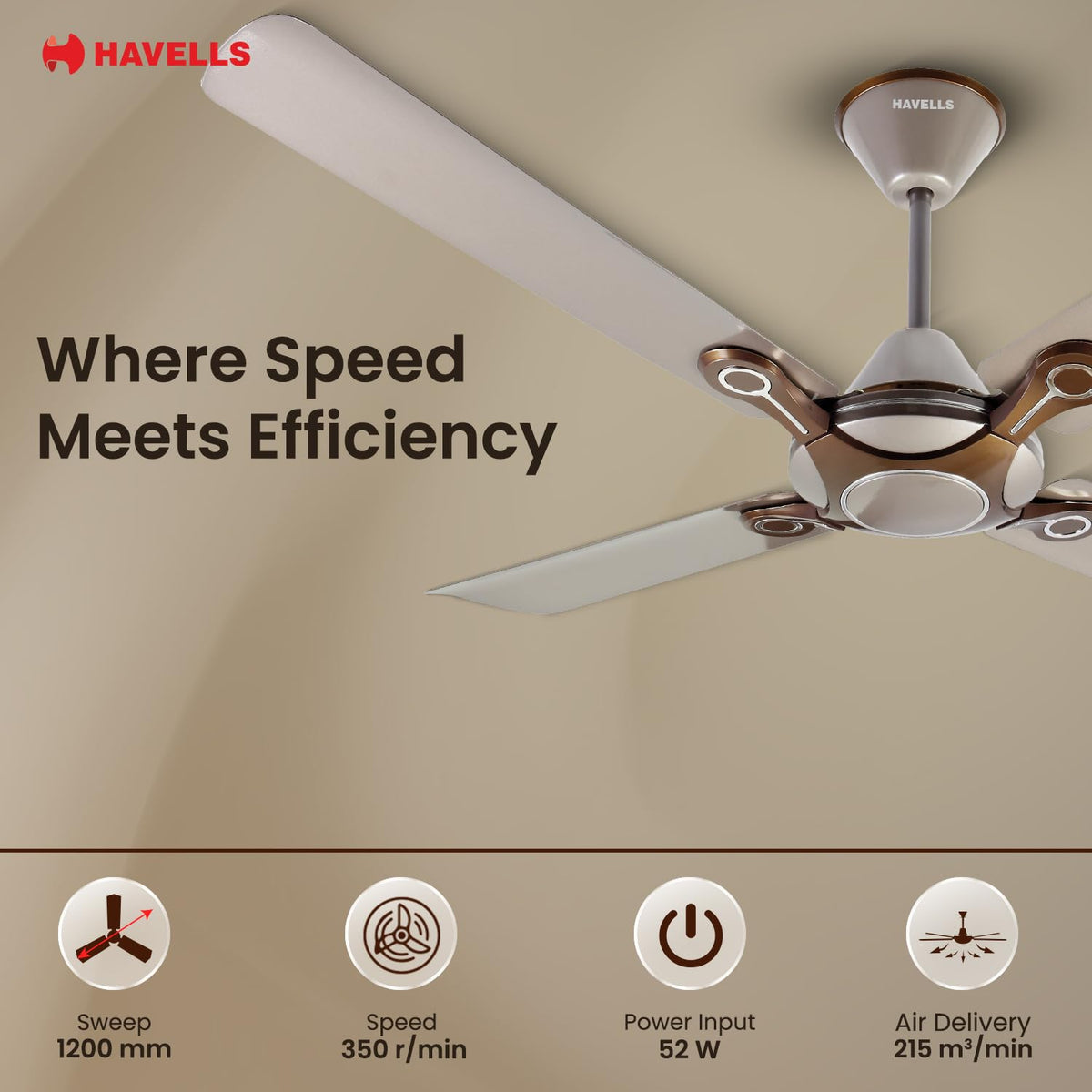 Havells Leganza 4 Blade 1200mm Ceiling Fan (Mist)-6