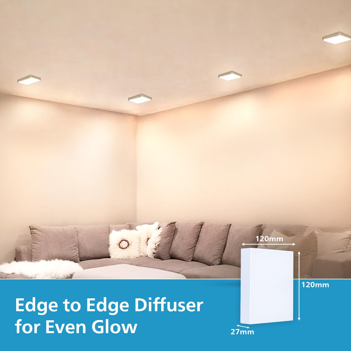 Philips 12W SeamGlow Square LED Surface Downlight (Pack of 24)