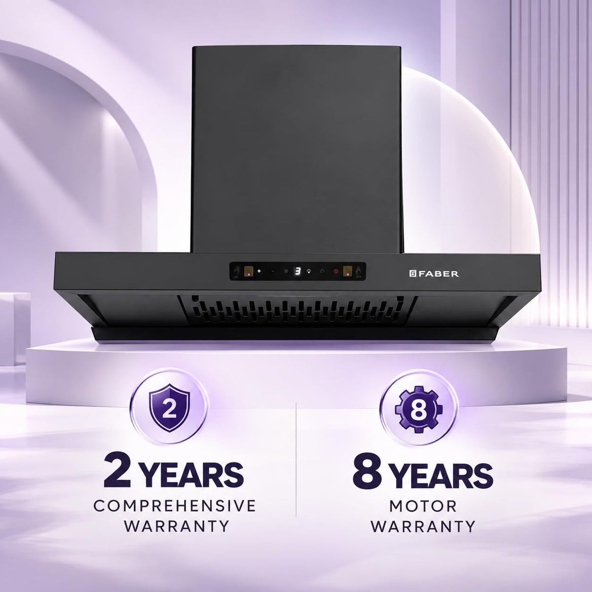 Faber Atom 75cm 1500m³/hr BLDC Autoclean Filterless T-Shape Chimney|Built In Oil Collector|Touch & Gesture Control|8Yr M