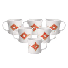 Clay Craft Multicolor Tea/Coffee Cup/Mugs (Set of 6), Ceramic Tea Cups, Tea Cup Set of 6, Mugs for Coffee, Cups Set of 6, Mug Set, Gift Set, Ideal for Gifting (Sunburst Kite Print Gold Line)
