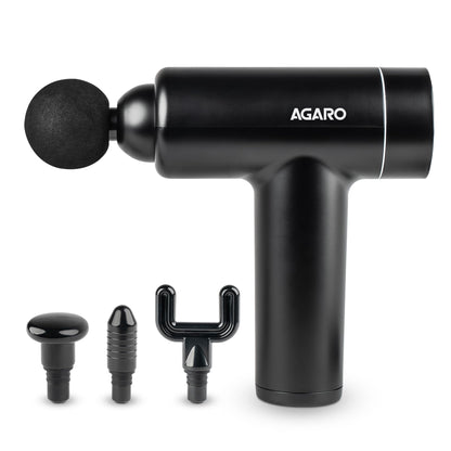 AGARO Regency Gun Massager, 4 Heads, 13 Speed, Rechargeable, Handheld, Percussion Muscle Massager for Full Body Pain Relief, Muscle Relaxation of Neck, Shoulder, Back, Foot for Men & Women, Black