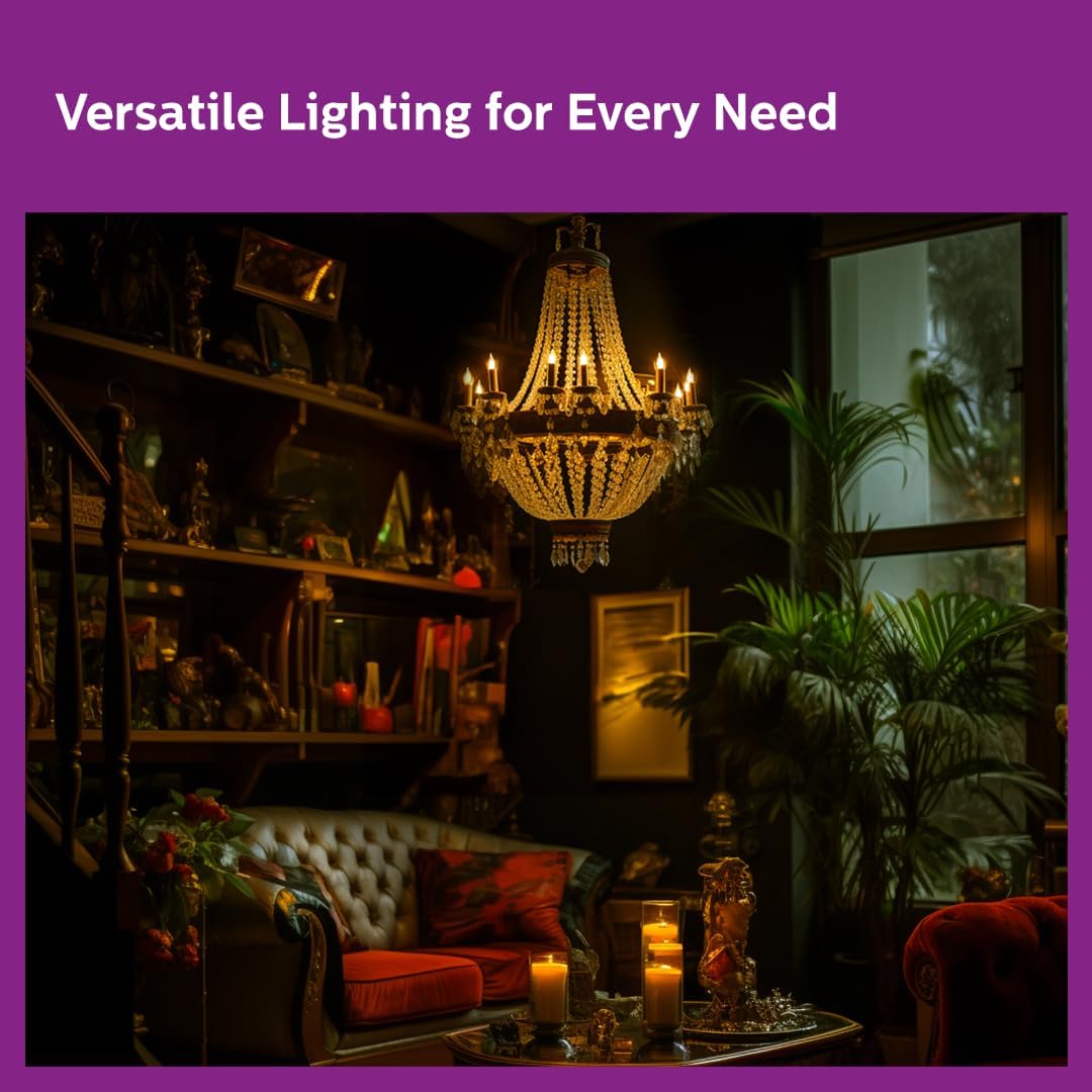 Philips 4-Watt 400-lumen Clear Candle E27 Base (Warm White) - Decorative, Ambience for Chandeliers