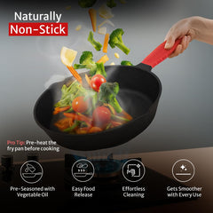Pigeon by Stovekraft Cast Iron Frying Pan, 20 cm | Naturally Nonstick | Pre-Seasoned with 100% Vegetable Oil | Toxin-Fre