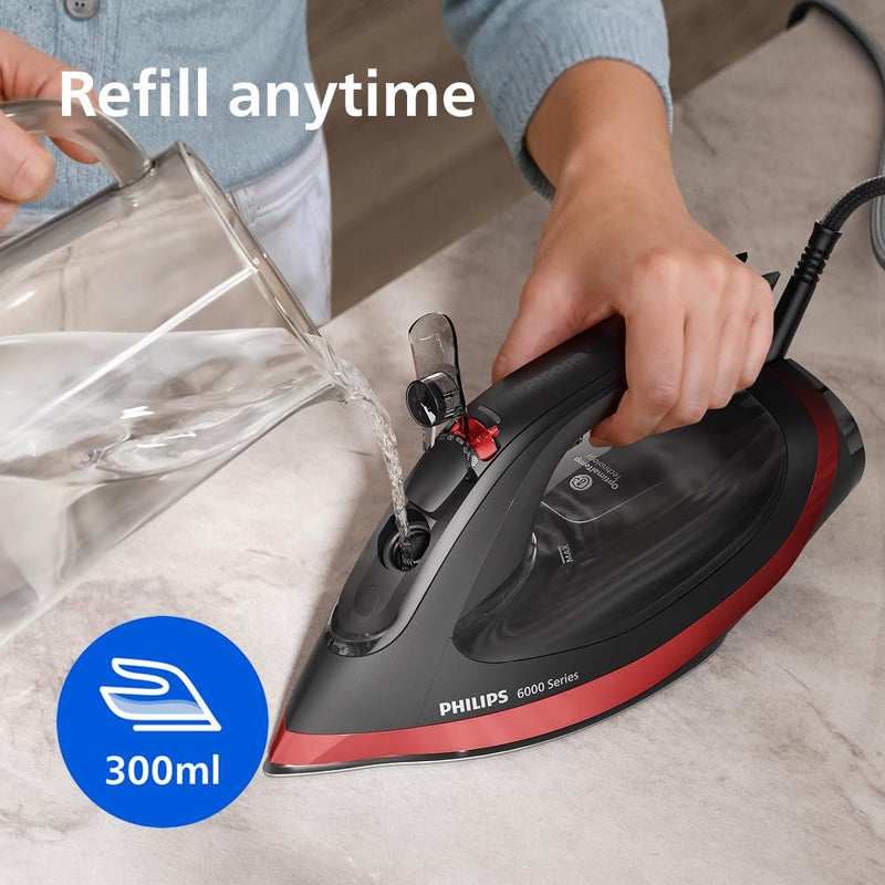 Philips DST6130/40 Steam Iron, Black and Red