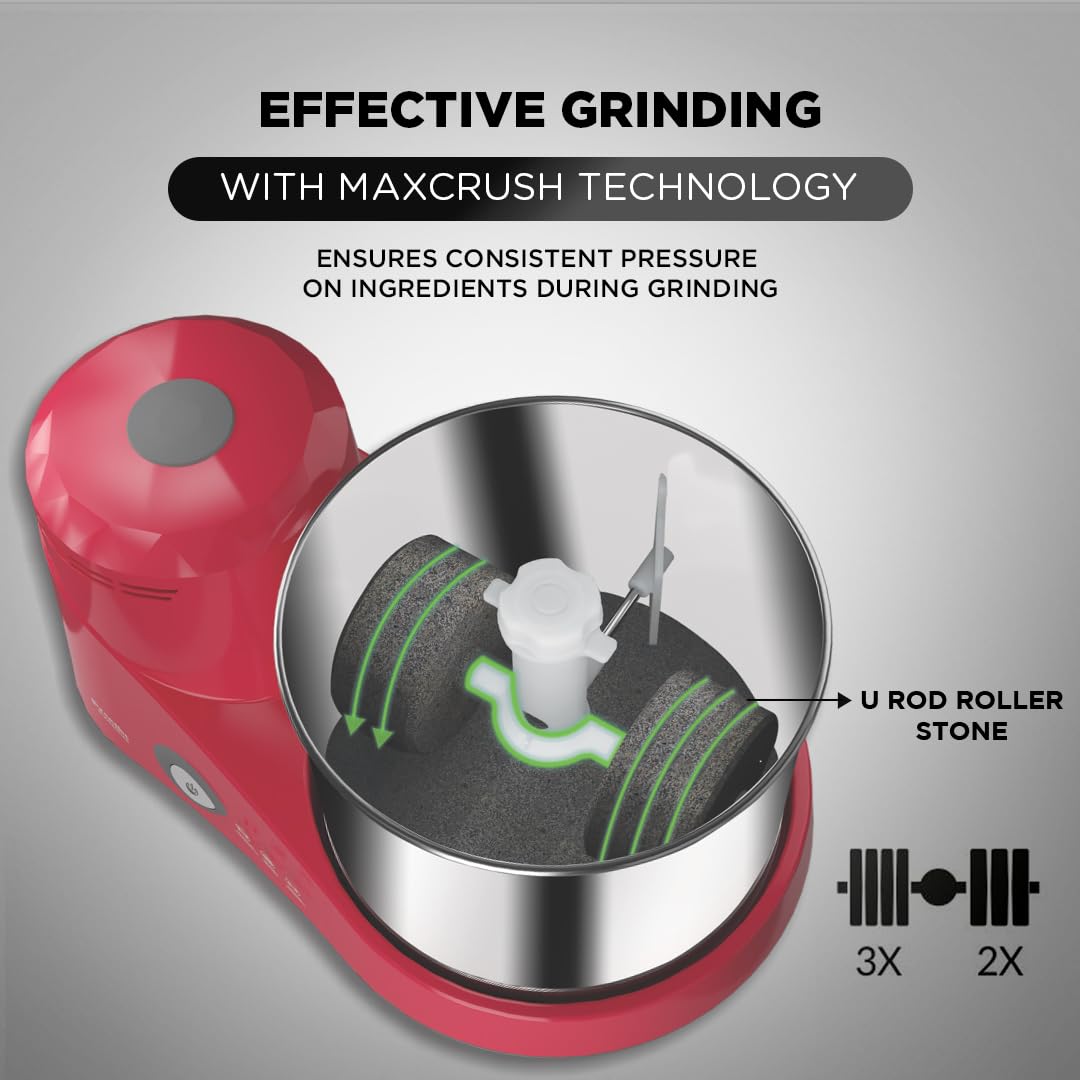 Preethi Wet Grinder|150W 2L Stainless Steel Table Top Wet Grinder|Ideal for Making South Indian Batter in Your Kitchen (Galaxy)