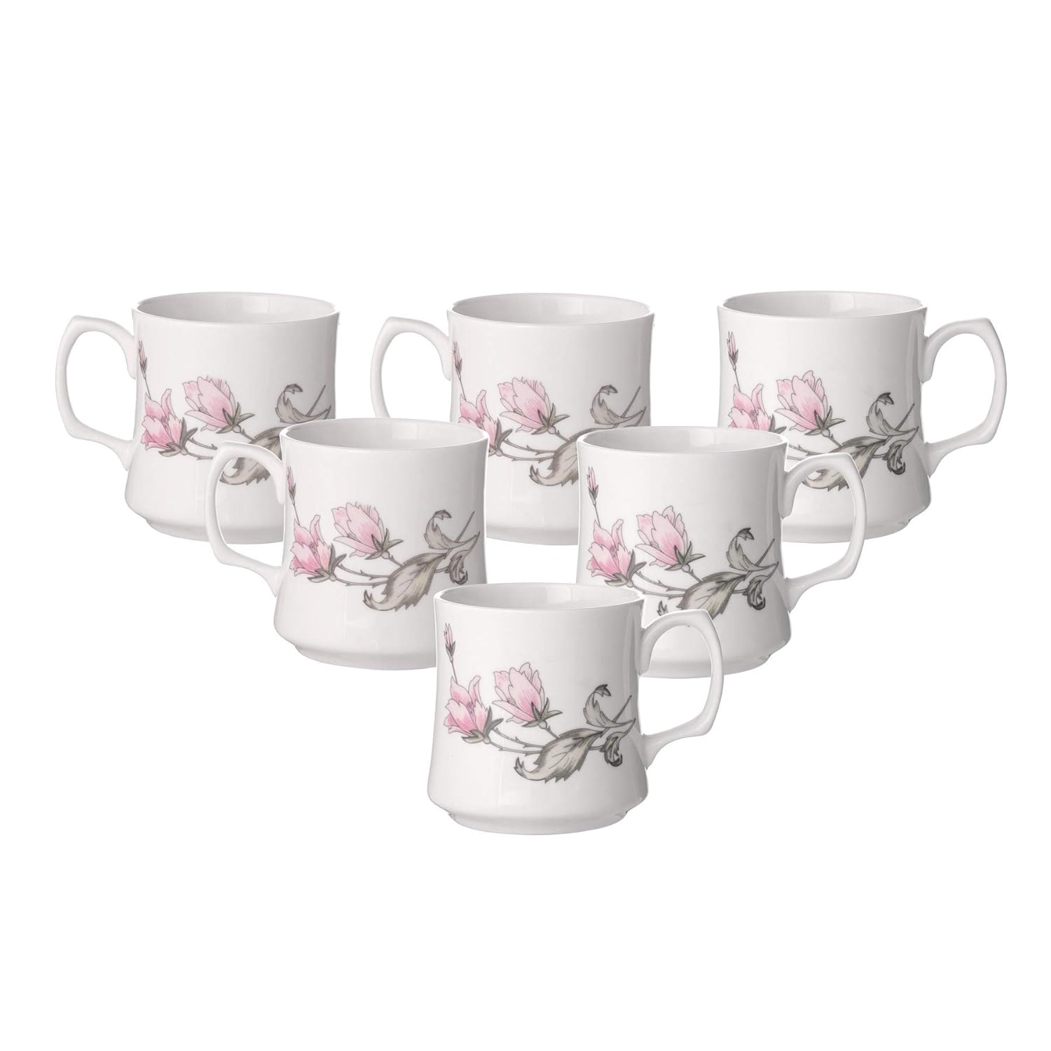 Clay Craft Bone China Multicolor Tea/Coffee Cup/Mugs (Set of 6 Cups) with Premium Design, Tea Cup Set of 6, Microwave & Dishwasher Safe, Coffee Mug for Office, Cups Set of 6, Ideal for Gifting