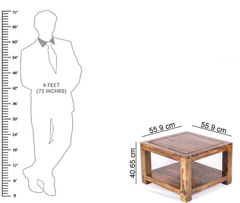 Solid Sheesham Wood Coffee Table/Centre Table - Teak Finish