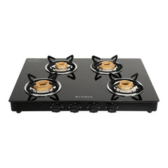Faber high efficiency 4 Brass Burner gas stove, ISI Certified gas stove, with Jumbo Burner, Manual Ignition,double drip 
