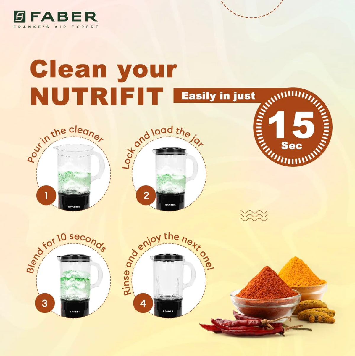 Faber 550W Sportz Blender FSB 5-in-1 Nutrifit Nero|100% Copper Motor|Detachable SS Blade|5 PC Jars 1L+500ML+500ML Mug+30