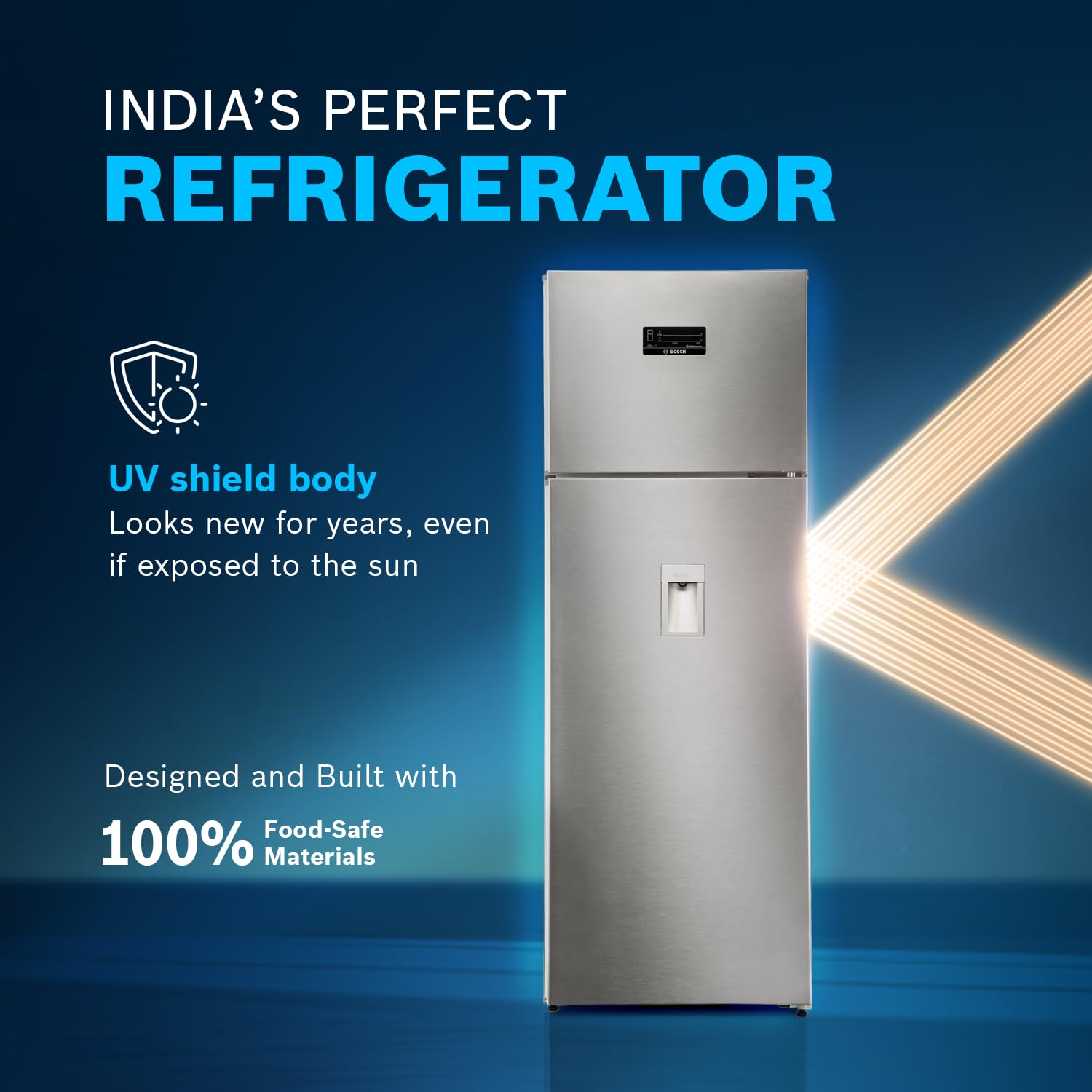 Bosch 368L, 1 Star, Frost Free Double Door Refrigerator with 2.5 L Water Dispenser | 6-in-1 Convertible Storage Modes | Fresh up to 10 Days | Touch Panel | 2 Cooling System (CTC39S21AI, Steel, 2026)