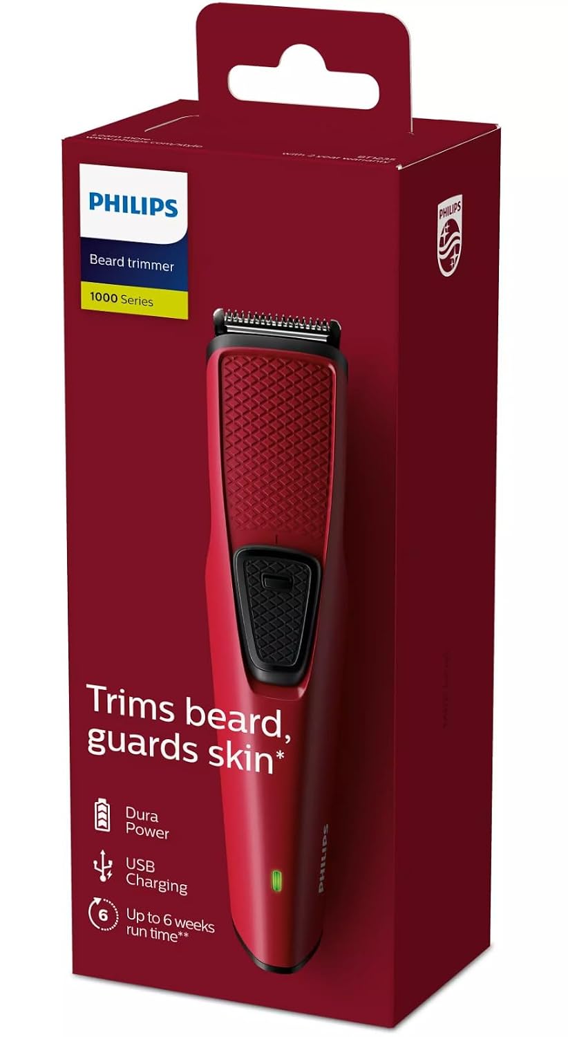 Philips Battery Powered BT1235/15 Skin-friendly Beard trimmer for Men Dura Power Technology